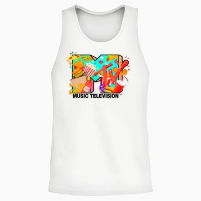 Mademark X Mtv - Music Television - Fast Food Lovers Unisex Tank Top - White