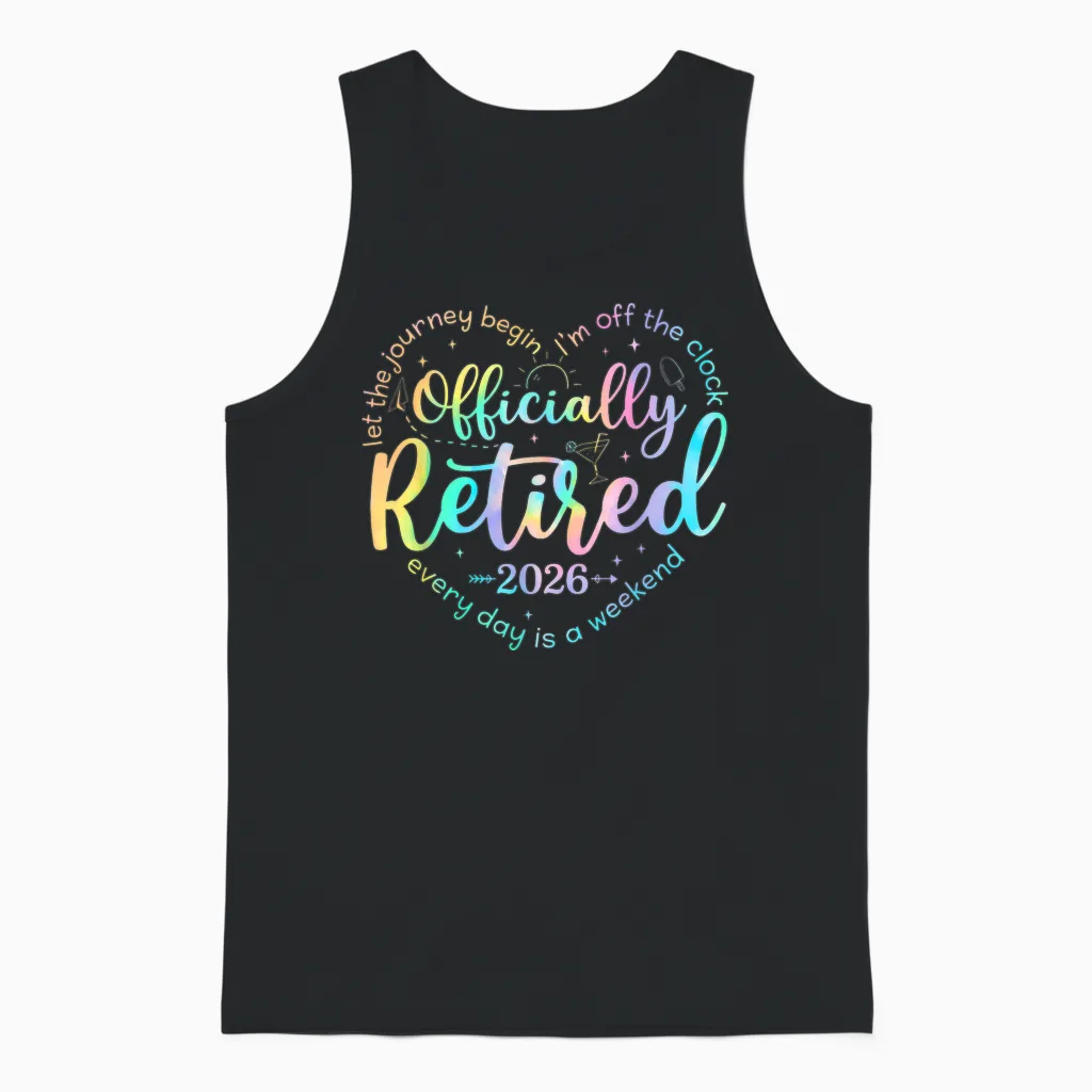 Retro Officially Retired 2026 Heart Funny Retirement Women Unisex Tank Top in Black
