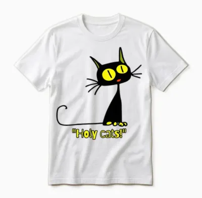 Holy Cats Vintage Cartoon Cat Unisex T-Shirt - White