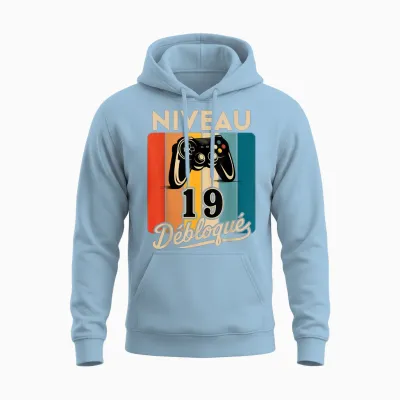 Level 19 Years Man 2006 Birthday Gamer Level 19 Man Unisex Hoodie - Light Blue