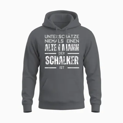 Unterschätze Niemals Einen Alten Mann - Schalker T-Shirt, Black Unisex Hoodie - Charcoal