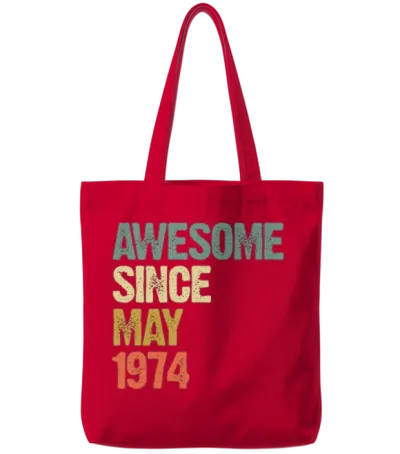 Awesome Since May 1974 Retro Vintage Gift Tote Bags - Red