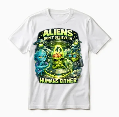 Funny Aliens Space Ufo Soucoupes Volantes Uap Unisex T-Shirt - White
