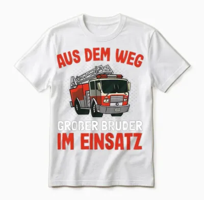 T-Shirt with German Text "großer Bruder Feuerwehr Unisex T-Shirt - White