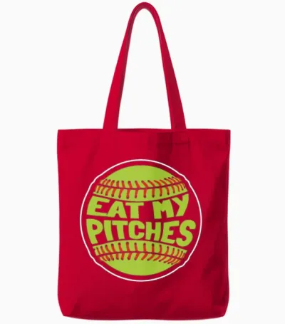 Softball Funny Tote Bags - Red