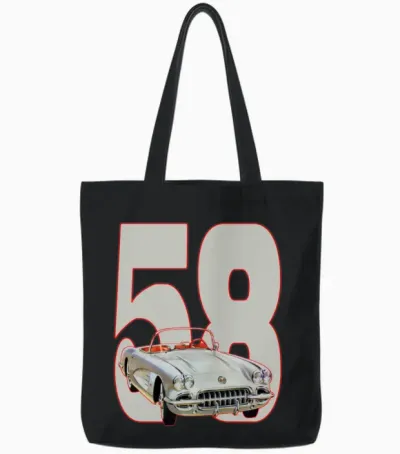 1958 Corvette Tote Bags - Black