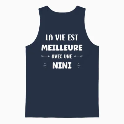 Humor Quote Nini Life Is Better with Nini T-Shirt, Black, Female X-Small Unisex Tank Top - Navy
