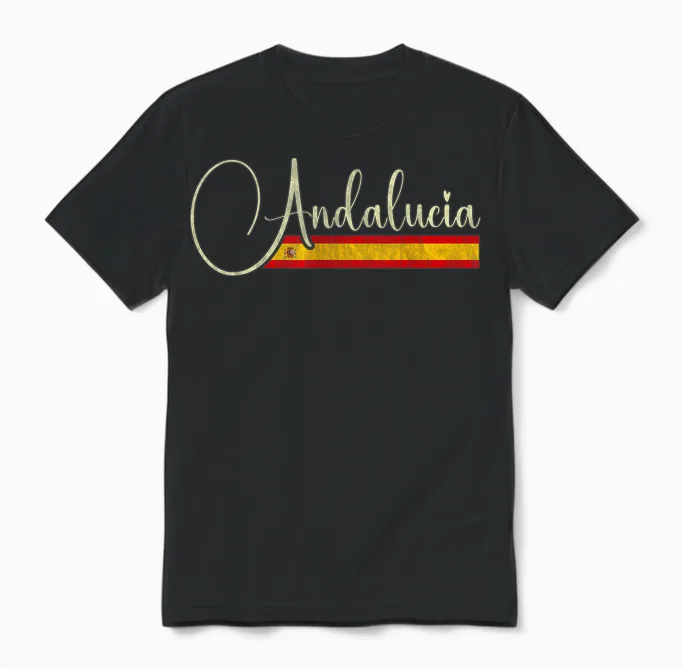 Andalucía España - Andalusia Spain Script Unisex T-Shirt in Black