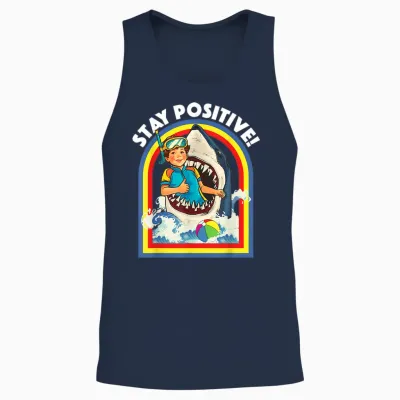 Stay Positive - Shark Lover Wildlife Ocean Sea Animal Lover Unisex Tank Top - Navy