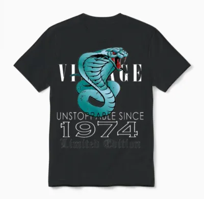 1974 Vintage Cobra 49 Years Limited Edition Unisex T-Shirt - Black