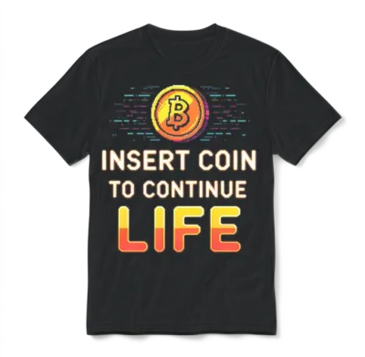 Insert Coin to Continue Life Retro Gaming Unisex T-Shirt - Black