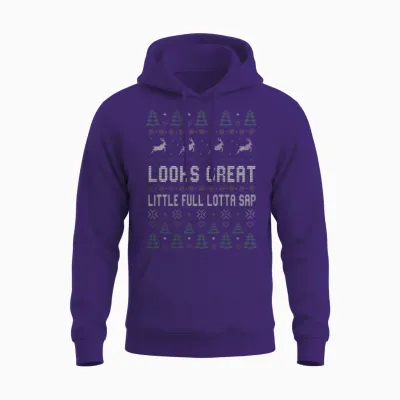 Looks Great Little Full Lotta Sap Ugly Christmas Unisex Hoodie - Purple