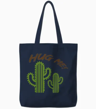 Cactus Retro Tote Bags - Navy