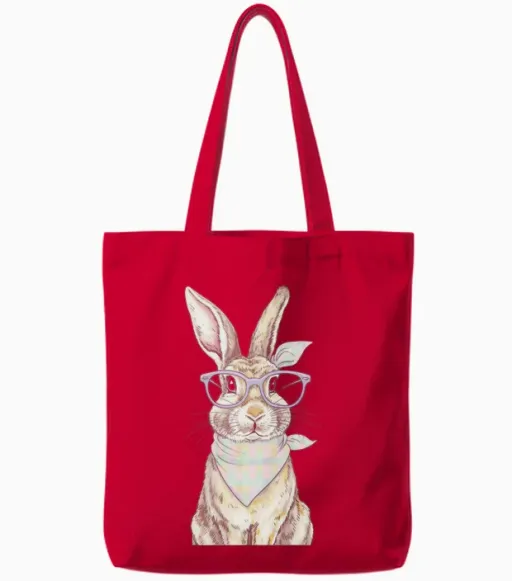 Easter T-Shirt Women's Children's Rabbit Bunny Tote Bags in Red