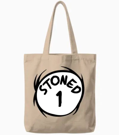 Stoned 1 Weed Stoner Matching Tote Bags - Natural