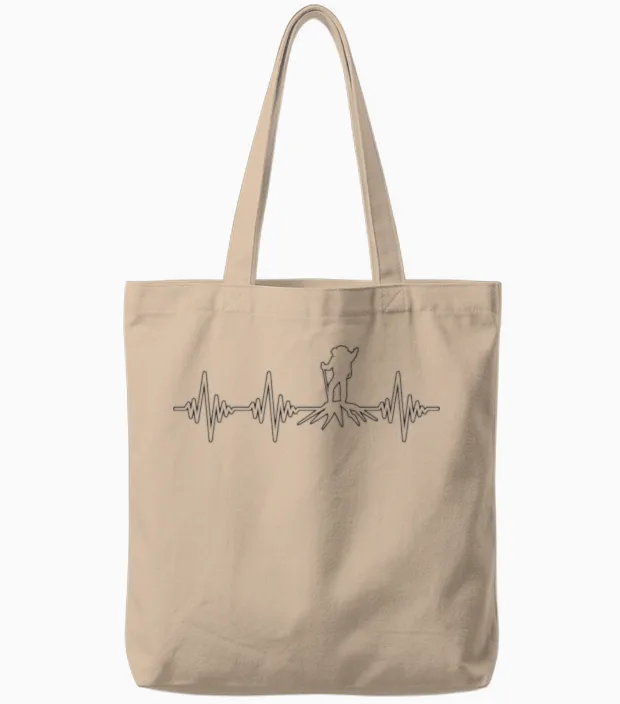 Hiking Heartbeat & Outdoors Gift Tote Bags in Natural