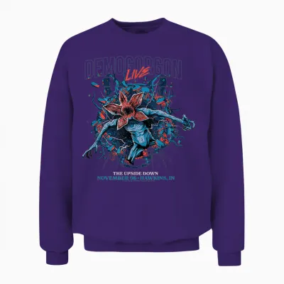 Stranger Things : Demogorgon Live the Upside Down T-Shirt, Black, S Unisex Sweatshirt - Purple