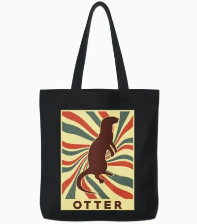 Otter Retro Vintage Tote Bags - Black