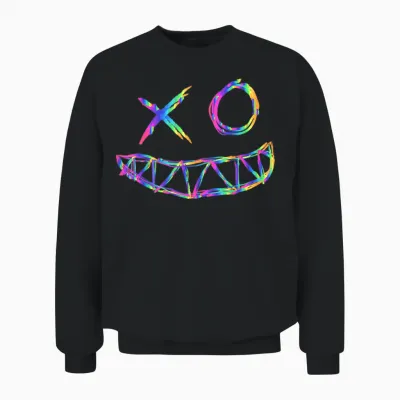 Rainbow Rave Face T-Shirt, Black Unisex Sweatshirt - Black