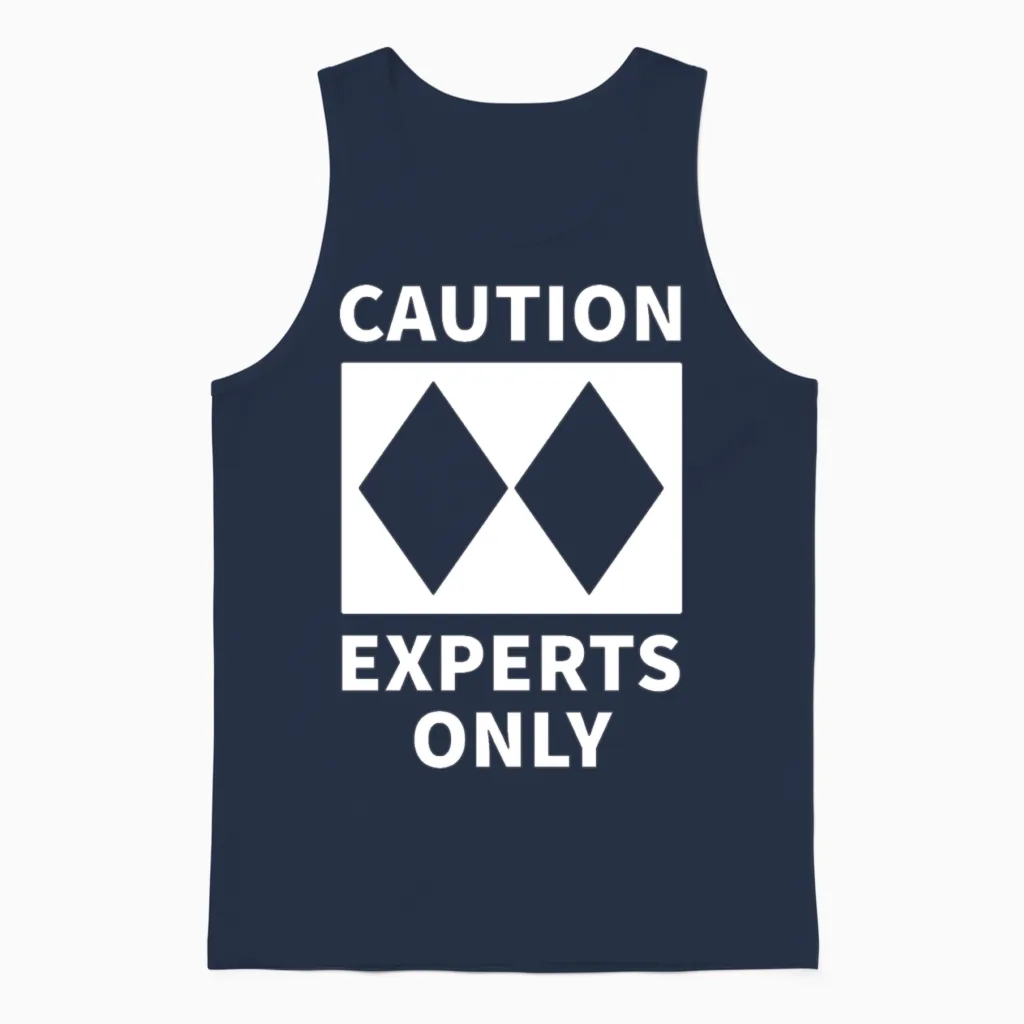 Double Black Diamond, Experts Only, Snowboard, Ski Unisex Tank Top in Navy