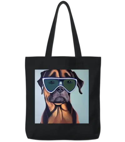 Dog with Sunglasses Tote Bags - Black