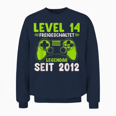 Level 14 Geburtstag Junge Gamer Mann Deko Jahrgang 2012 Unisex Sweatshirt - Navy