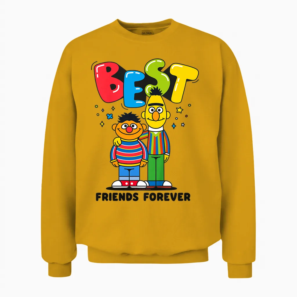 Children's Sesame Street Ernie and Bert Best Friends Forever Unisex Sweatshirt in Gold