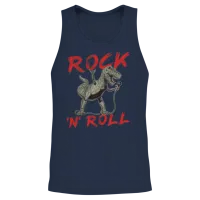 Rock 'n' Roll Dinosaur Music, Concert, Festival Unisex Tank Top - Navy – 2