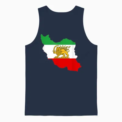 Persian Lion Flag, Iran Map, Iranian Heritage Flag ... Unisex Tank Top - Navy