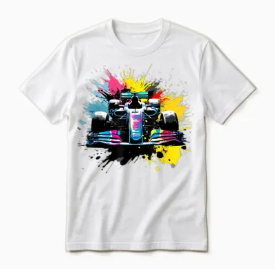 Colorful Racing Car Splash Art Racing Driver Unisex T-Shirt - White