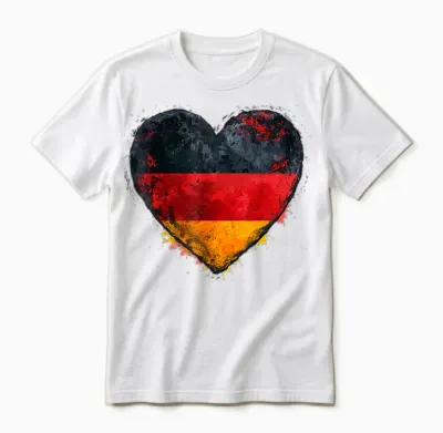 Germany T-Shirt Heart with the German Flag Germany Unisex T-Shirt - White