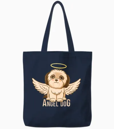 Angel Dog Tote Bags - Navy