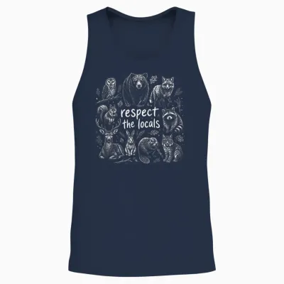 Respect the Locals Funny Animals Randonnée Camping Unisex Tank Top - Navy