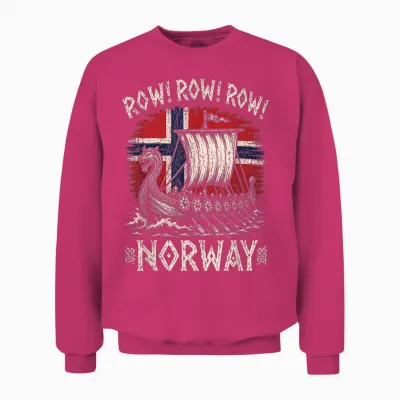 Row Row Row Norway Flag Funny Viking Longship Norse Uff Da Unisex Sweatshirt - Heliconia