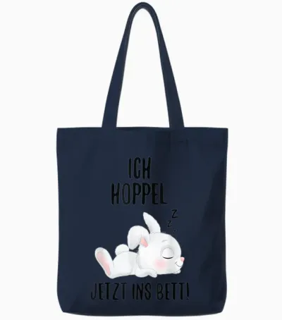 Ich Hoppel Jetzt Ins Bett Kaninchen Schlafshirt Hasen Tote Bags - Navy