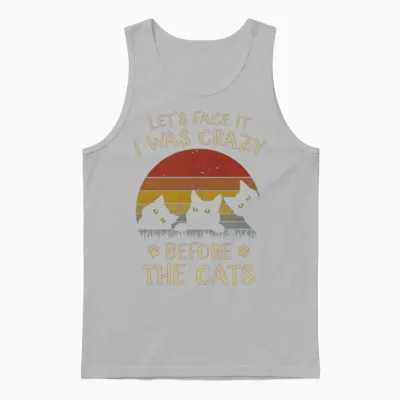 Funny Crazy Before Cats Graphic Unisex Tank Top - Ash