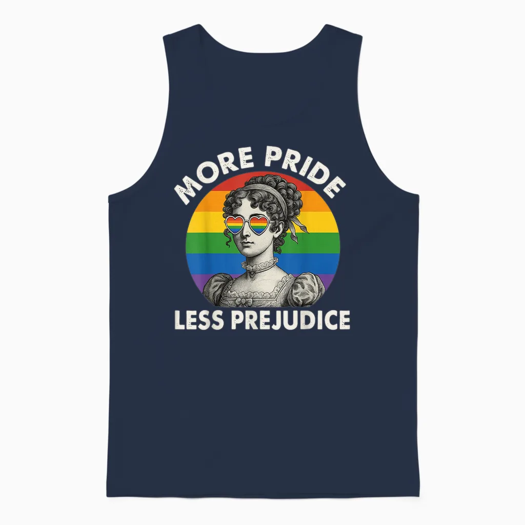 Mehr Stolz, Weniger Vorurteile, Lgbtq-Regenbogenkunst Unisex Tank Top in Navy