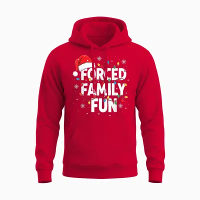 Forced Family Fun Shirt Men Women Kids Christmas Pajamas Unisex Hoodie - Red