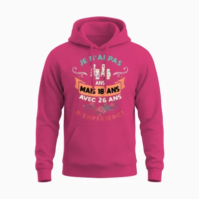 Woman 44 Years Birthday Woman Gift Humour I 44 Years T-Shirt, Black, S Unisex Hoodie - Heliconia