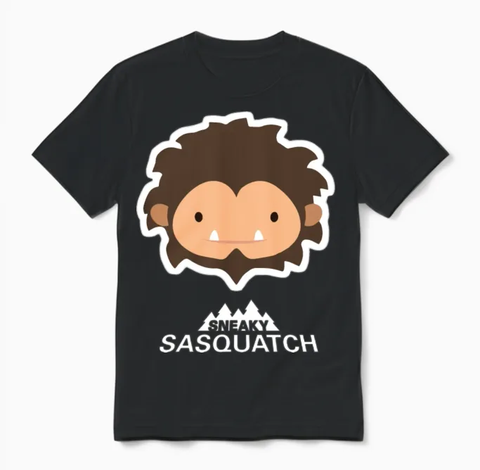 Sneaky Sasquatch Head Unisex T-Shirt in Black