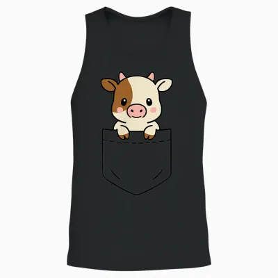 Adorable Bébé Vache De Poche Vache Drôle Vache Animal De La Ferme Unisex Tank Top - Black