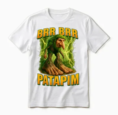 Brr Brr Patapim Meme Brainrot Unisex T-Shirt - White
