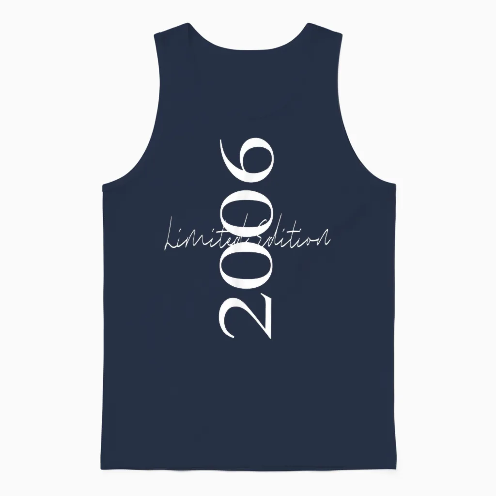 Limited Edition 2006 Anniversary 2006 Born 2006 Vintage Unisex Tank Top in Navy