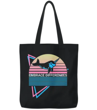 Narwhal Retro Tote Bags - Black