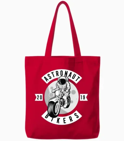 Funny Astronaut Biker Tote Bags - Red