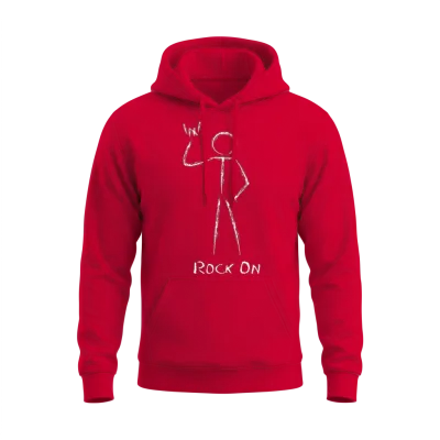 Stickman Rock On Unisex Hoodie - Red