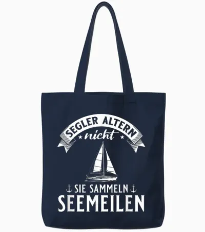 Men's T-Shirt with Sailor Age Not Ageing Boat Captain Tote Bags - Navy