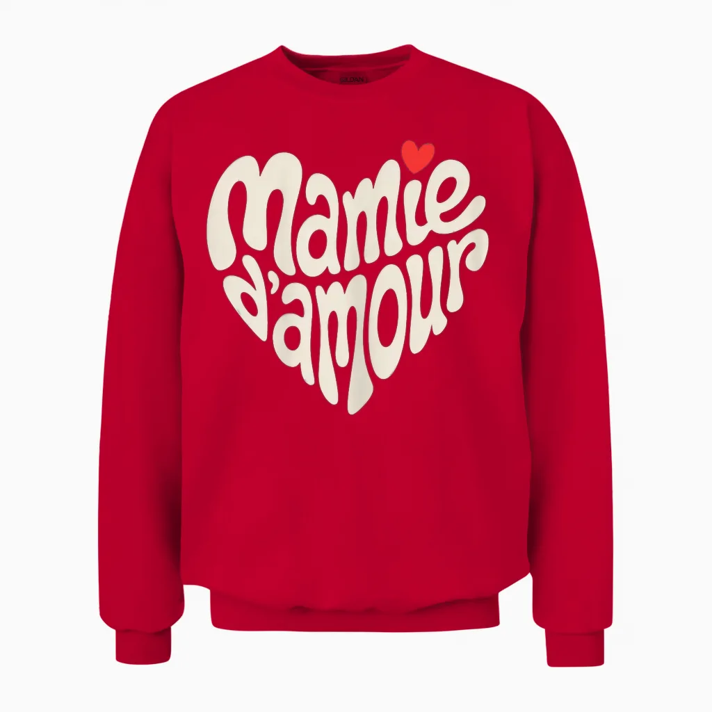 Mamie D'amour Forme De Coeur Cadeau Fête Des Grands Mères Unisex Sweatshirt in Red