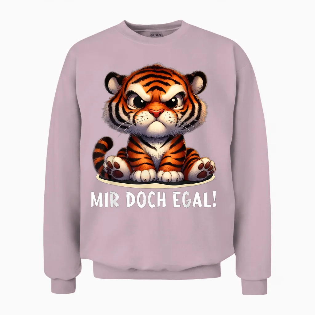 Mir Doch Egal Tiger Outfit Lustiger Spruch Frecher Tiger Unisex Sweatshirt in Light Pink