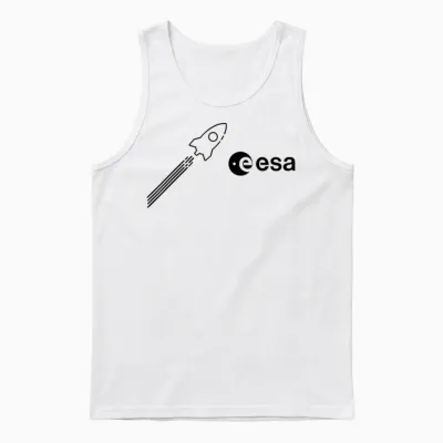 Esa European Space Agency Rocket Start Logo T-Shirt, Gray Unisex Tank Top - White
